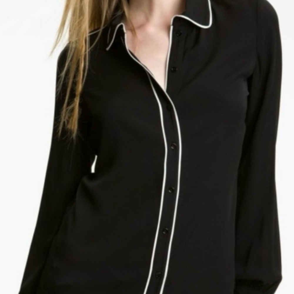 Forever 21 Black Blouse with White Trim